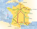 Map of various train routes, France