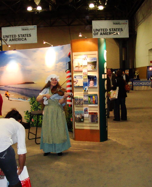 Attracting  attention at the Travel Show, NYC, 2009