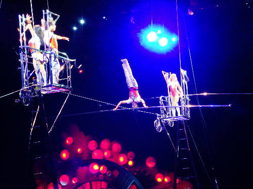Rope walking and balancing at the circus