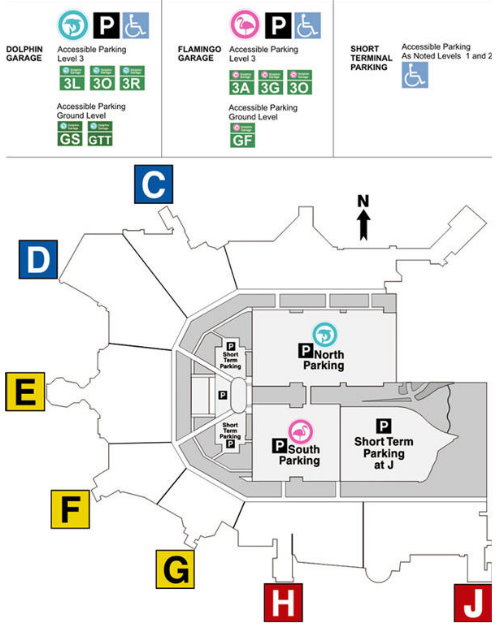 miami airport parking map dolphin flamingo handicapped parking